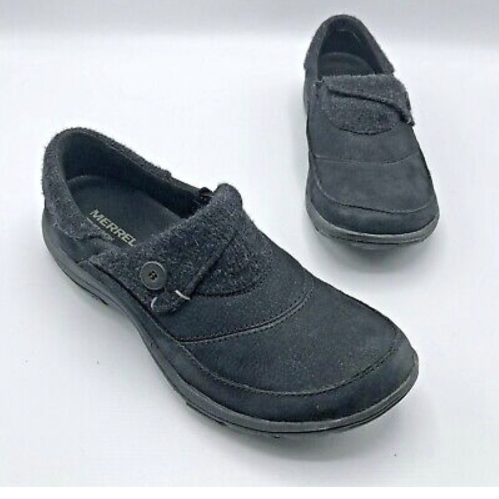 Merrell Dassie Mule Shoe Black Size 9 Select Grip Sole Pre-loved Slip On Comfort